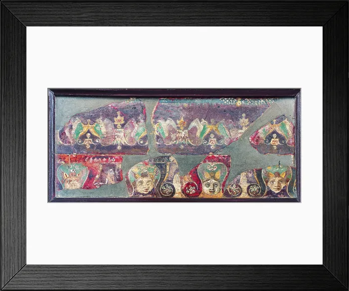 Framed Print : Pastiche of Fragments, by unknown artist, 45-79, 1st Century A.D. ripped fresco, 15 x 37 cm - Italy, Campania, Naples, National Archaeological Museum, Room LXVIII, inv. 9916
