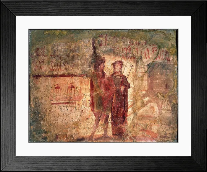 Framed Print : Sign of Small Shops and Electoral Registration, by unknown artist, 70-79, 1st Century A.D. ripped fresco, 121 x 151 cm - Italy, Campania, Naples, National Archaeological Museum