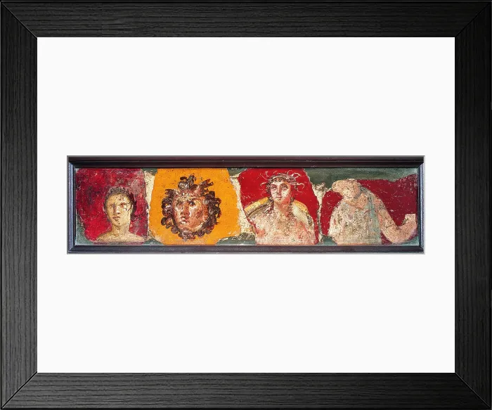 Framed Print : Pastiche, by unknown artist, 10-37, 1st Century A.D. ripped fresco, 54 x 12 cm - Italy, Campania, Naples, National Archaeological Museum, Room LXXVII, inv. 9896