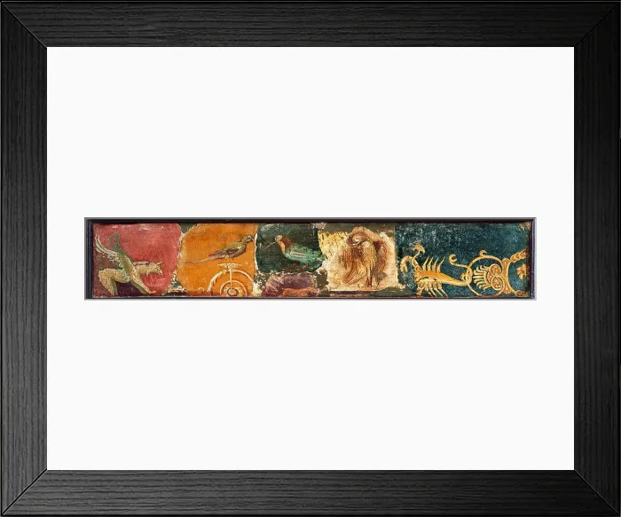 Framed Print : Pastiche, by unknown artist, 10-37, 1st Century A.D. ripped fresco, 19 x 82 cm - Italy, Campania, Naples, National Archaeological Museum, Room LXXVII, inv. 9883 Framed Print : Pastiche, by unknown artist, 10-37, 1st Century A.D. ripped fresco, 19 x 82 cm - Italy, Campania, Naples, National Archaeological Museum, Room LXXVII, inv. 9883