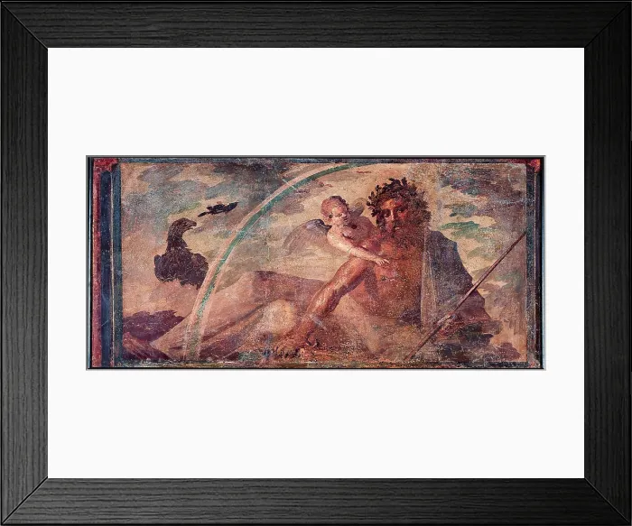 Framed Print : Zeus with Cupid, by unknown artist, 1-37, 1st Century A.D. ripped fresco - Italy, Campania, Naples, National Archaeological Museum, Room LXVIII, inv. 9553. Whole artwork view