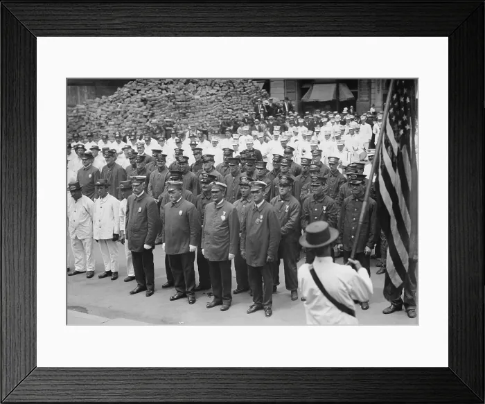 Framed Print : Parade of New York Citys White Wings, workers of the Department Street Cleaning, July 8, 1914