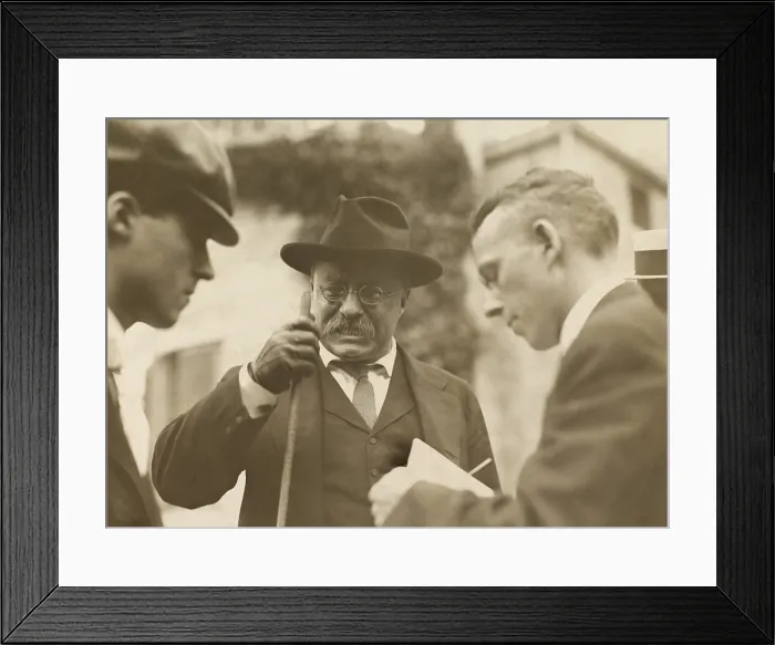 Framed Print : Ex-President Roosevelt speaking from his private railroad car in Eugene, Oregon, April 5, 1911. He was on a speaking tour of the Southwest and West Coast (BSLOC_2017_8_31)