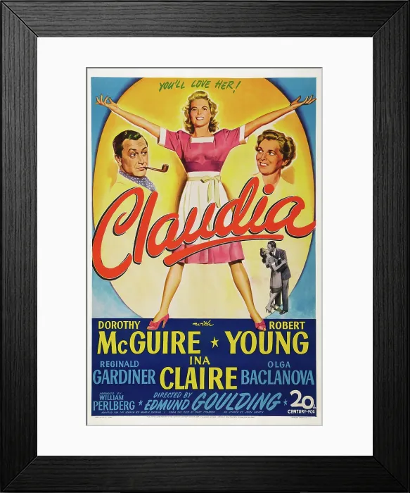 Framed Print : CLAUDIA, US poster, top from left: Ina Claire, Dorothy McGuire, Robert Young, 1943. TM & Copyright 20th Century Fox Film Corp. / courtesy Everett Collection