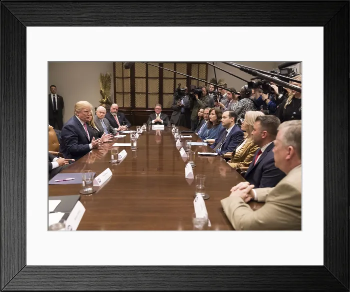 Framed Print : President Donald Trump meets with state and local officials to discuss school safety, Feb. 22, 2018 Framed Print : President Donald Trump meets with state and local officials to discuss school safety, Feb. 22, 2018
