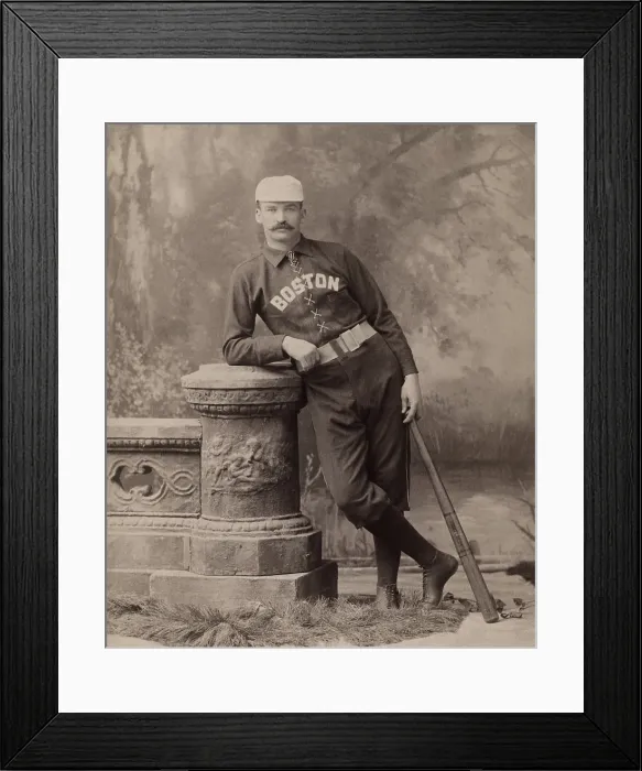 Framed Print : Michael Kelley, called King Kelly, posing casually in his Boston Beaneaters baseball uniform, 1887. (BSLOC_2018_3_104)