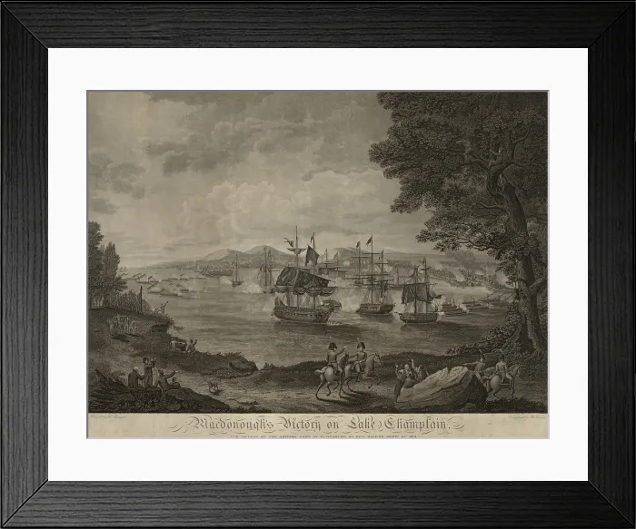Framed Print : Macdonough's victory on Lake Champlain. On September 17 1814 the US forces defeated the British in the Battle of Lake Champlain