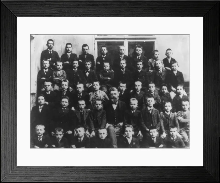 Framed Print : Young Adolf Hitler (top, right) with classmates in a school picture. Linz, Austria in June 1901. (BSLOC_2015_14_10)
