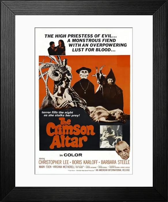 Framed Print : THE CRIMSON CULT, (U.S title; aka THE CRIMSON ALTAR, the British title; aka CURSE OF THE CRIMSON ALTAR); top left, from left: Mark Eden