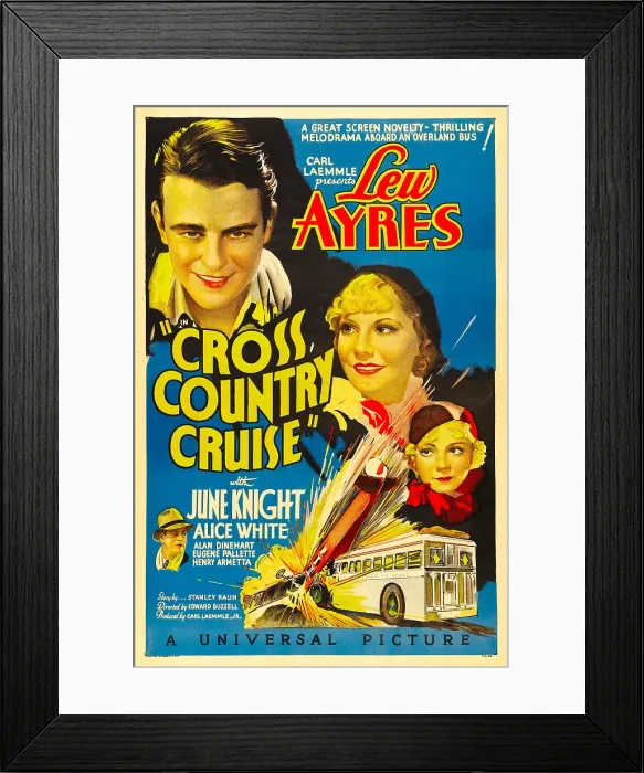 Framed Print : CROSS COUNTRY CRUISE, top left: Lew Ayres, center: June Knight, bottom right: Alice White, bottom left: Alan Dinehart, 1934 Framed Print : CROSS COUNTRY CRUISE, top left: Lew Ayres, center: June Knight, bottom right: Alice White, bottom left: Alan Dinehart, 1934