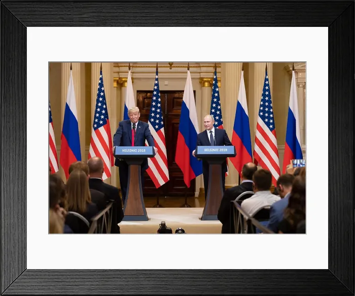 Framed Print : President Donald Trump and President Vladimir Putin hold a joint press conference in Helsinki, July 16, 2018 (BSLOC_2018_6_194)