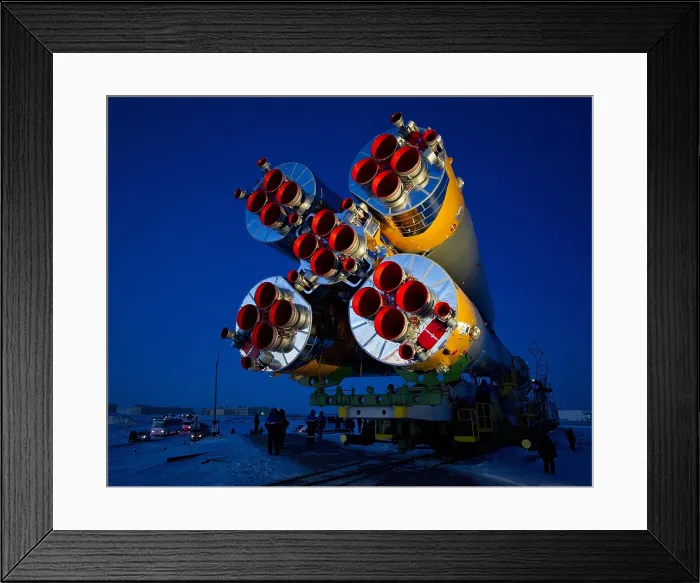 Framed Print : The Soyuz TMA-03M spacecraft to on its way to the launch pad at the Baikonur Cosmodrome, Kazakhstan Framed Print : The Soyuz TMA-03M spacecraft to on its way to the launch pad at the Baikonur Cosmodrome, Kazakhstan