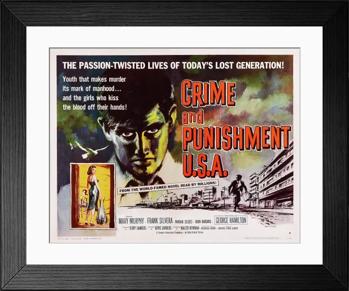 Framed Print : CRIME AND PUNISHMENT, USA George Hamilton on title card, 1959