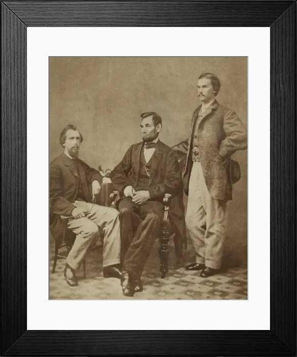 Framed Print : President Abraham Lincoln with his young private secretaries, John Nicolay (seated) and John Hay, 1863 Framed Print : President Abraham Lincoln with his young private secretaries, John Nicolay (seated) and John Hay, 1863