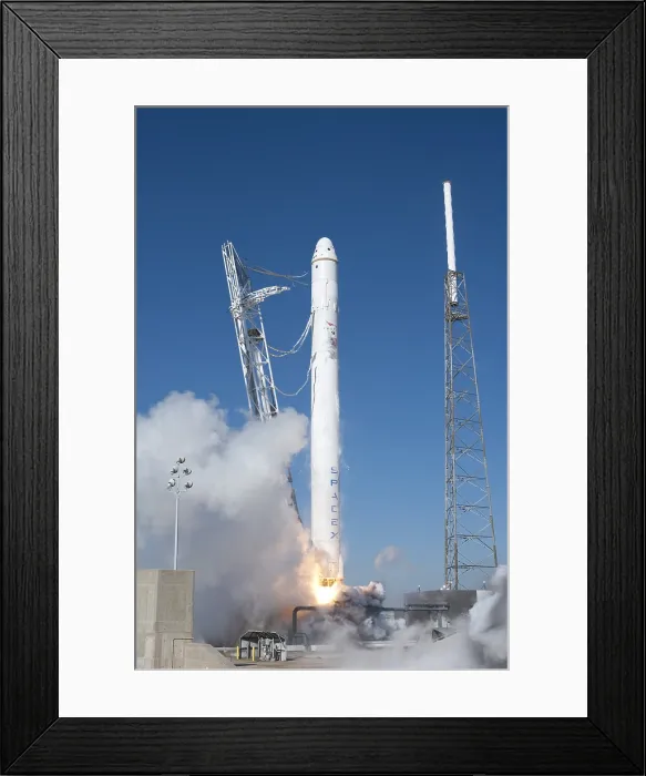 Framed Print : SpaceX's Falcon 9 rocket and Dragon spacecraft lift off from Cape Canaveral Air Force Station