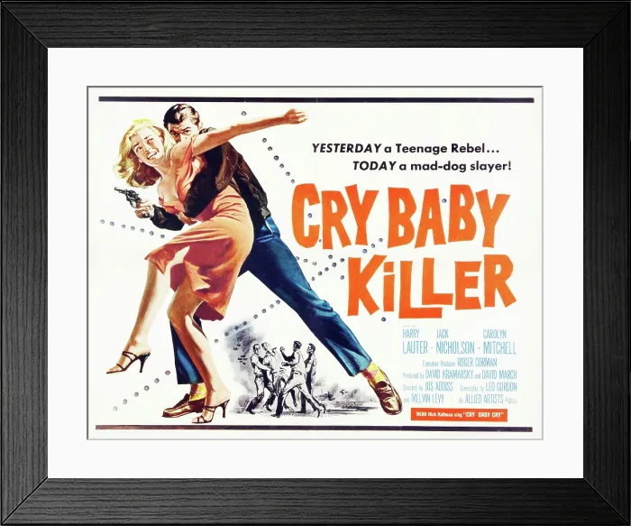 Framed Print : CRY BABY KILLER, title card, 1958