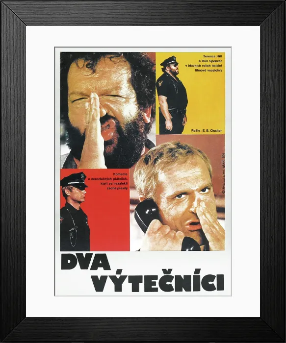 Framed Print : CRIME BUSTERS, (aka DVA VYTECNICI), Polish poster, from top: Bud Spencer, Terence Hill, 1977