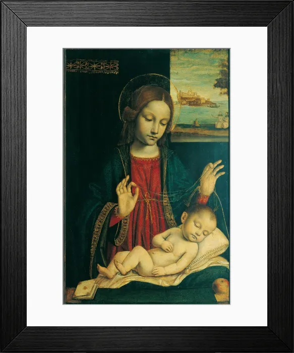 Framed Print : Ambrogio da Fossano known as Bergognone, Madonna and Sleeping Child, 1512 - 1515, 16th Century, oil on panel, Italy, Lombardy, Milan, Brera Art Gallery