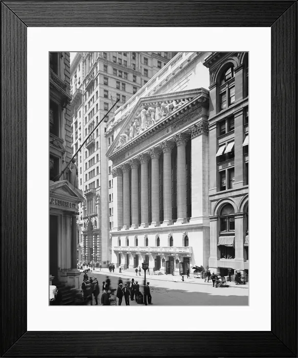 Framed Print : New York Stock Exchange, on the corner of Wall and Broad Street, New York, opened in April 1903. Photo shows the new neoclassic building by Beaux-Arts architect George B Framed Print : New York Stock Exchange, on the corner of Wall and Broad Street, New York, opened in April 1903. Photo shows the new neoclassic building by Beaux-Arts architect George B