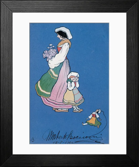 Framed Print : Boccioni Umberto, Woman of Ciociaria, 1904, 20th Century, tempera on sky-blue paper, Private collection (580632) Everett CollectionMondadori Portfolio**US SALES ONLY** Framed Print : Boccioni Umberto, Woman of Ciociaria, 1904, 20th Century, tempera on sky-blue paper, Private collection (580632) Everett CollectionMondadori Portfolio**US SALES ONLY**