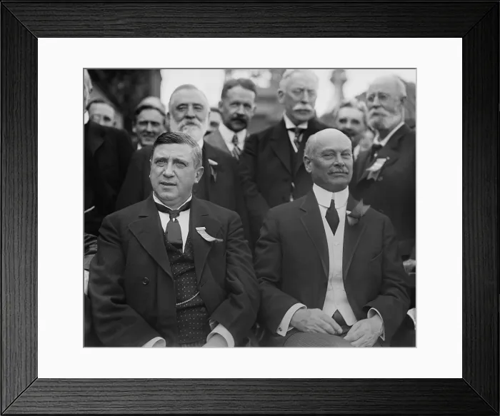 Framed Print : Charles M. Schwab and Elbert Gary, c. 1900-1905. In 1901, Schwab and Gary joined Andrew Carnegie and J.P. Morgan in forming the giant United States Steel Corporation