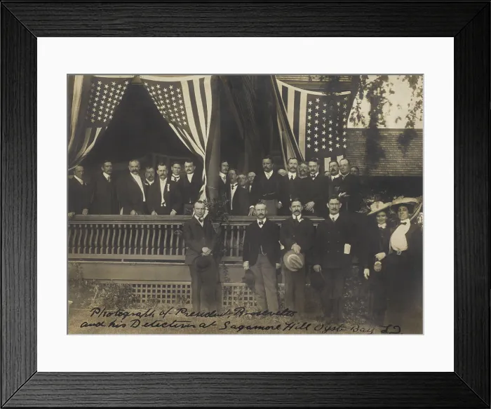 Framed Print : President Roosevelt and his detectives at Sagamore Hill, Oyster Bay, Long Island c. 1902