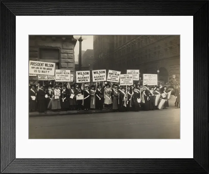 Framed Print : Crowd of women's suffrage supporters demonstrating with signs reading, Wilson Against Women, in Chicago on October 20, 1916 Framed Print : Crowd of women's suffrage supporters demonstrating with signs reading, Wilson Against Women, in Chicago on October 20, 1916