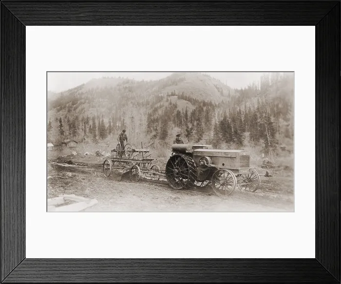 Framed Print : Road grader pulled by a steel wheeled tractor in Alaska's Tanana Valley in 1916. LC-DIG-ppmsc-01974 Framed Print : Road grader pulled by a steel wheeled tractor in Alaska's Tanana Valley in 1916. LC-DIG-ppmsc-01974