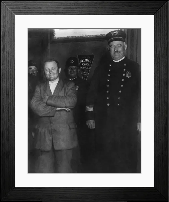 Framed Print : John Schrank, 36 year old German American who shot Theodore Roosevelt on Oct. 14, 1912. Photo taken while he was in police custody in Milwaukee, Wisconsin (BSLOC_2017_8_52)