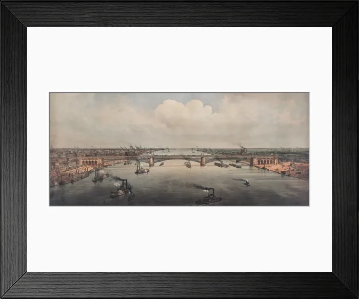 Framed Print : The St. Louis Bridge now named Eads Bridge over the Mississippi River was built by engineer James Buchanan Eads 1820-1887 and the St. Louis Bridge and Iron Company