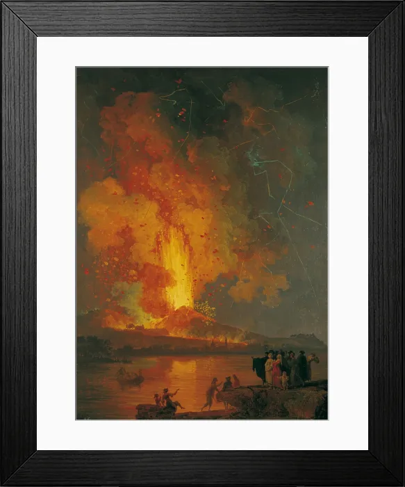 Framed Print : Eruption of Vesuvius (Eruzione del Vesuvio), by Pierre-Jacques Volaire, 18th Century, oil on canvas - Whole artwork view