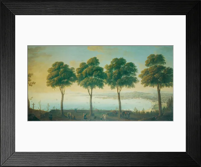 Framed Print : Naples seen from the Gardens in Portici (Napoli dai giardini di Portici), by Antonio Joli, 18th Century, oil on canvas - Whole artwork view