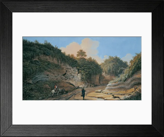 Framed Print : View of the Grotto in Posillipo (Vista della grotta di Posillipo), by Pietro Fabris, 18th Century, oil on canvas - Whole artwork view