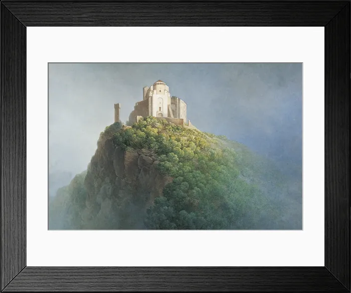 Framed Print : Sacred of Saint Michael (Sacra di San Michele), by Giuseppe Pietro Bagetti, 1825-1830, 19th Century, watercolour on cardboard - Whole artwork view