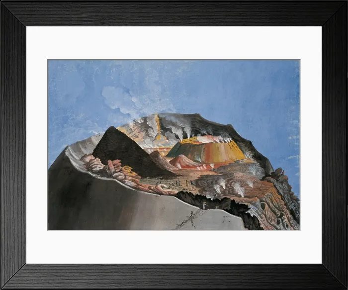 Framed Print : Inner Section of the Crater of the Vesuvius (Spaccato interno del cratere del Vesuvio), by Odoardo Fischetti, 1805, 19th Century, gouache on parchment