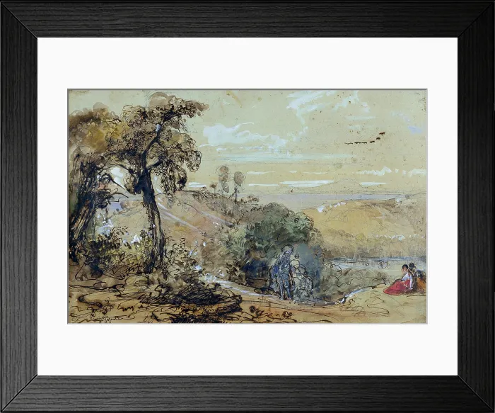 Framed Print : View on the Lake Agnano (Veduta del Lago di Agnano), by Giacinto Gigante, 19th Century, watercolour on canvas - Whole artwork view Framed Print : View on the Lake Agnano (Veduta del Lago di Agnano), by Giacinto Gigante, 19th Century, watercolour on canvas - Whole artwork view