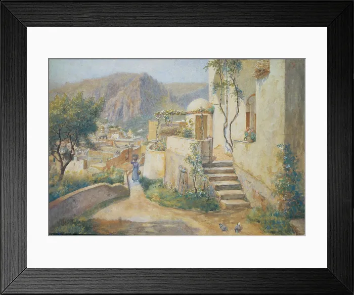 Framed Print : The Urban Centre in Capri from the Street to Villa Jaris (Il centro urbano a Capri dalla strada per villa Jaris), by Arthur Glennie, 19th Century Framed Print : The Urban Centre in Capri from the Street to Villa Jaris (Il centro urbano a Capri dalla strada per villa Jaris), by Arthur Glennie, 19th Century