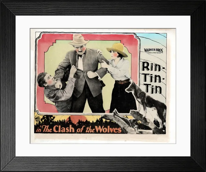 Framed Print : CLASH OF THE WOLVES, from left, Charles Farrell, Pat Hartigan, June Marlowe, Rin Tin Tin, 1925