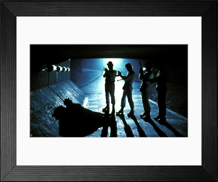 Framed Print : A CLOCKWORK ORANGE, from left: Paul Farrell, Warren Clarke, Malcolm McDowell, James Marcus, Michael Tarn, 1971
