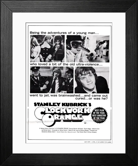Framed Print : A CLOCKWORK ORANGE, Malcolm McDowell, 1971 Framed Print : A CLOCKWORK ORANGE, Malcolm McDowell, 1971