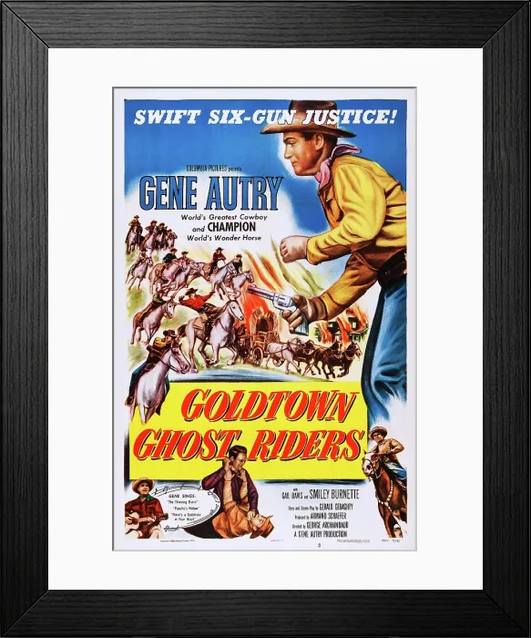 Framed Print : GOLDTOWN GHOST RIDERS, Gene Autry on poster art, 1953