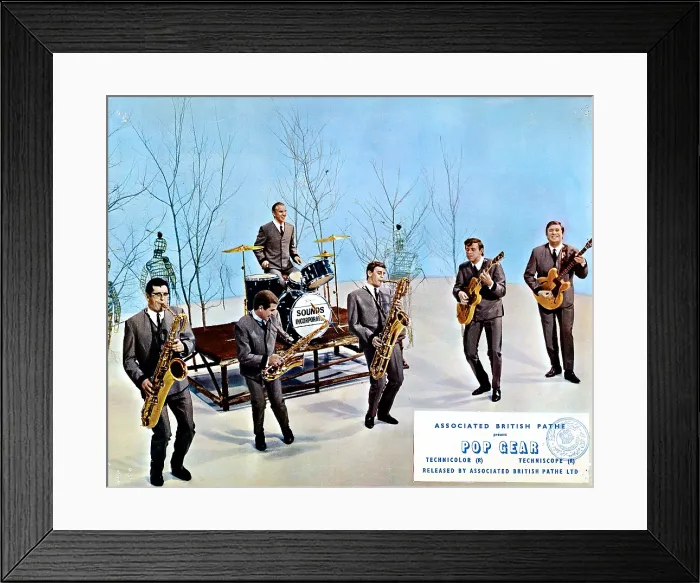 Framed Print : GO GO MANIA, (aka POP GEAR), Sounds Incorporated, (Alan Holmes, Griff West, Barry Cameron, John St. John, Wes Hunter, Tony Newman), 1965