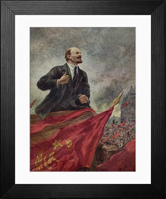 Framed Print : LENIN ON THE STAND, by Alexander Gerassimov, c. 1925-1940. Social-Realist painting of Lenin speaking