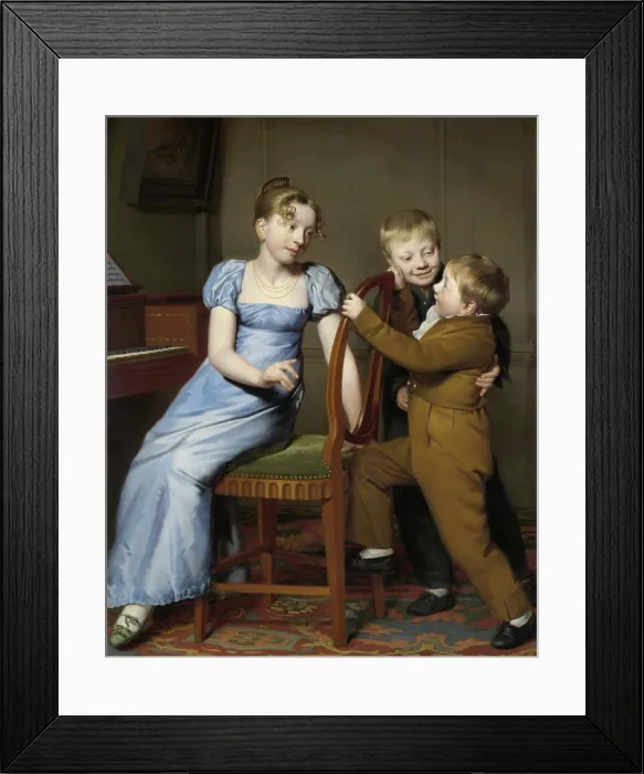 Framed Print : Piano Practice Interrupted, by Willem Bartel van der Kooi, 1808, Dutch painting, oil on canvas