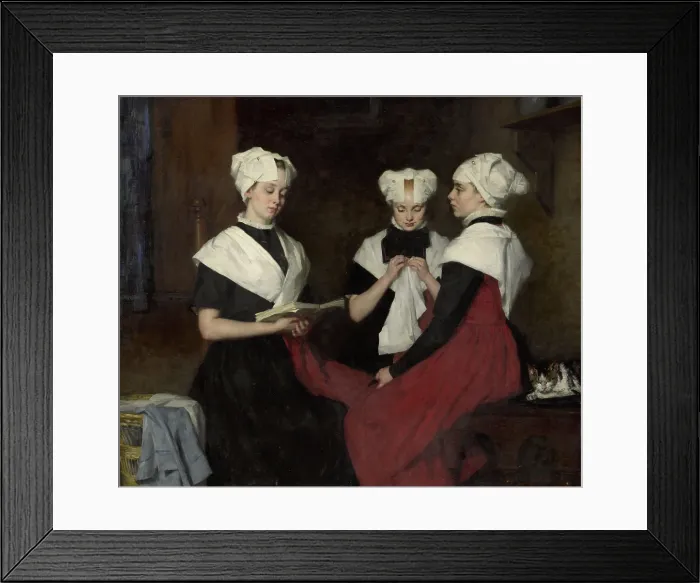 Framed Print : Three Girls from the Amsterdam Orphanage, by Therese Schwartze, 1885, Dutch painting, oil on canvas