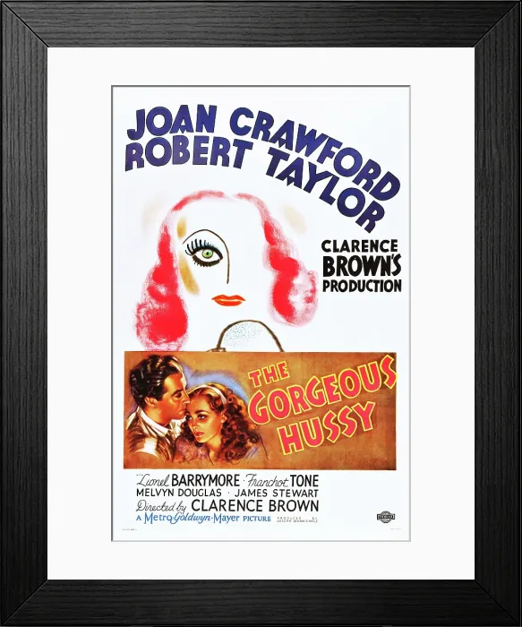 Framed Print : THE GORGEOUS HUSSY, US poster art, top: Joan Crawford; bottom from left: Robert Taylor, Joan Crawford, 1936