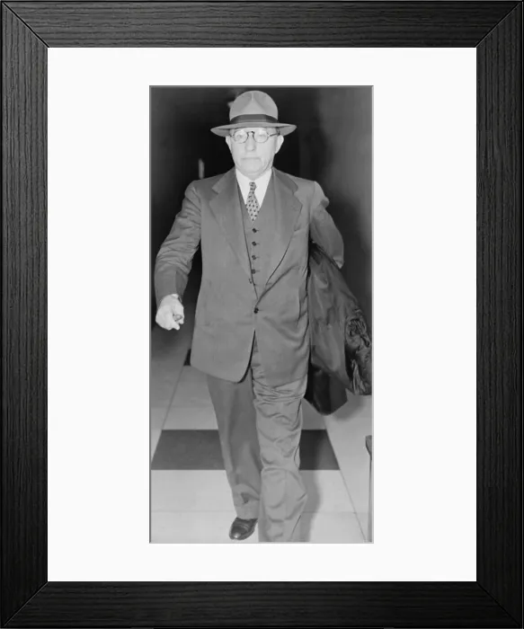 Framed Print : William Fox, founder of Fox Films, leaving U.S. District Court in Philadelphia