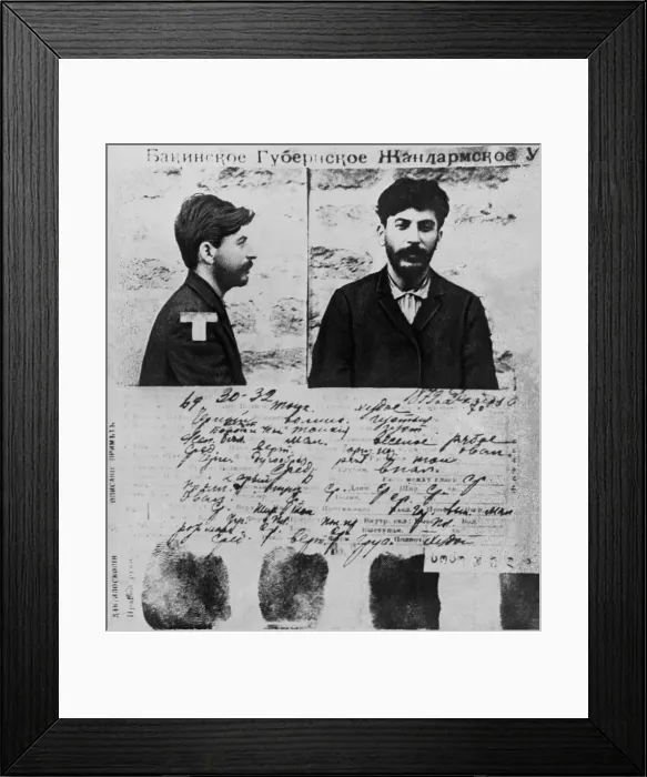 Framed Print : Police record of Joseph Stalin from the files of the Czarist secret police in St. Petersburg, 1908