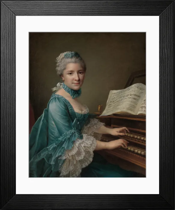 Framed Print : MADAME CHARLES SIMON FAVART, by Franois Hubert Drouais, 1757, French painting, oil on canvas