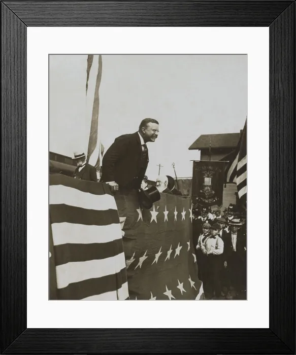 Framed Print : Theodore Roosevelt delivering a speech, Brattleboro, Vermont, Sept. 1902. From Aug. 22 through Sept